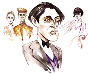 Austrian composer Alban Berg; caricatured with characters from his operas Wozzeck and Lulu by Neale Osborne